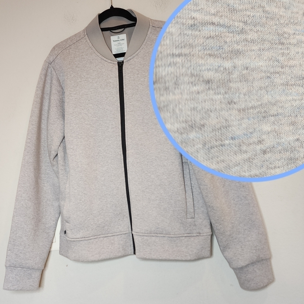 Tommy John The Go Anywear Collection Zip up jacket. Heathered grey and blue. L.